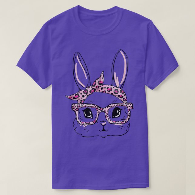 T-shirt Lapin Face léopard lunettes à bandeau Rabbit Happy (Design devant)