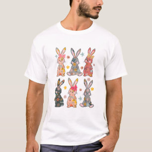 T-shirt Lapin Floral Fleur de Pâques Bunny Rétro Vintage