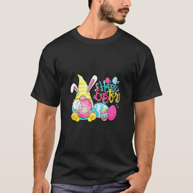 T-shirt Lapin Gnome Rabbit Oeufs Chasse Joyeux Jour de Pâq (Devant)