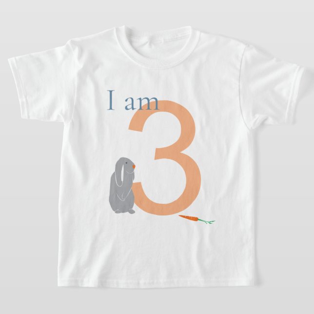 T-shirt lapin gris minimal moderne 3e anniversaire (Poser)