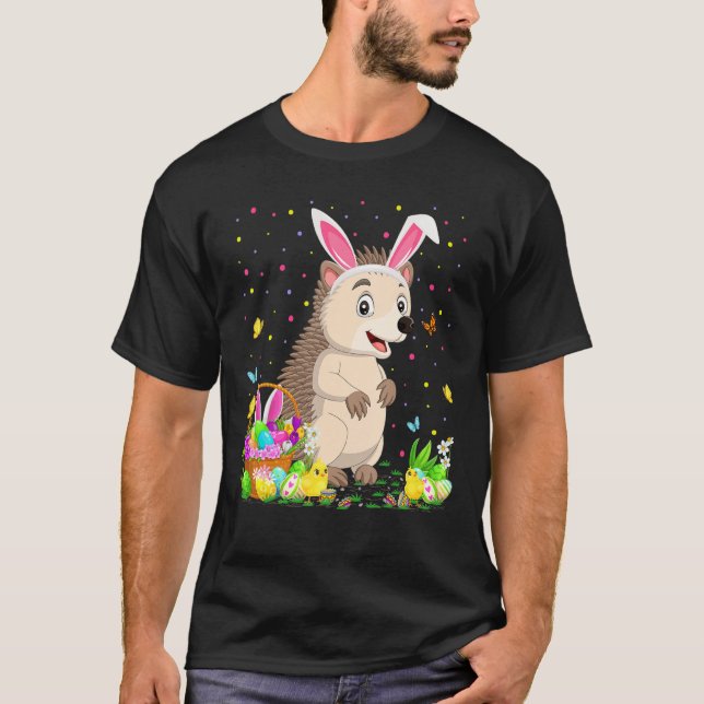 T-shirt Lapin Hérisson de Pâques Chasse aux oeufs Hérisson (Devant)