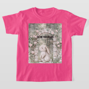 T-shirt Lapin Jardin Floral Rose Enchanté