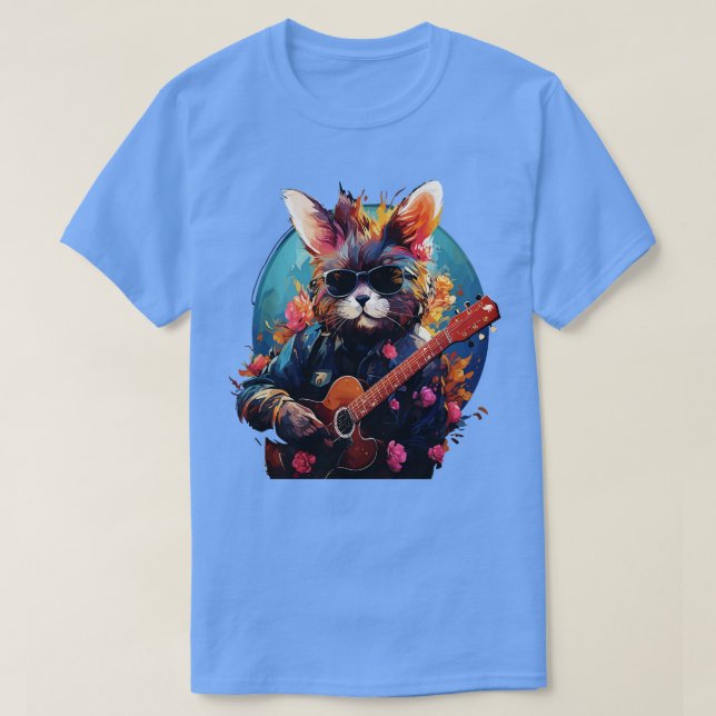 T-shirt Lapin Jouer de la guitare (Design devant)