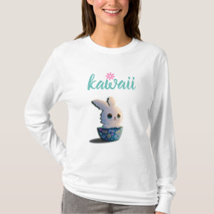 T-shirt lapin kawaii dans un bol décoré de fleurs