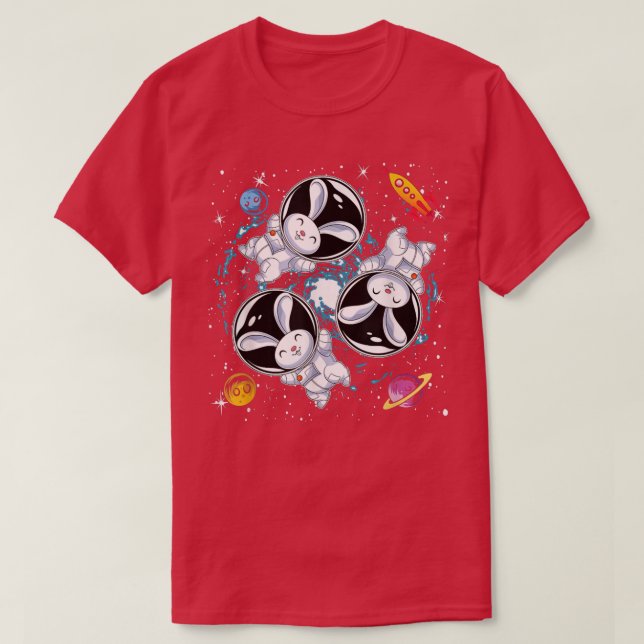 T-shirt Lapin Lapin Animal Rocket Planètes Space Scientifi (Design devant)