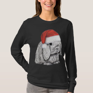T-shirt Lapin Lapin Gagné Lop Nain Au Père Noël Christ