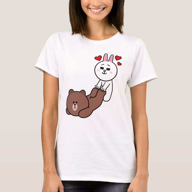 T-shirt lapin lapin lapin de lapin de cony d'ours Brown êt (Devant)