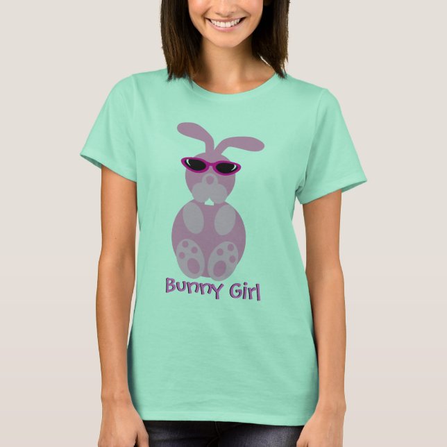 T-shirt Lapin Lapin Lapin Rose Rabbit Avec Lunettes De Sol (Devant)