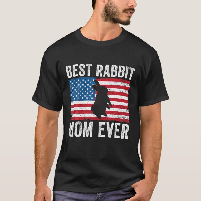T-shirt Lapin Maman Américain Drapeau Drôle lapin Amoureux (Devant)