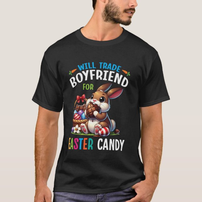 T-shirt Lapin Mangeant Du Chocolat Échangera Petit Ami Con (Devant)