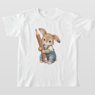 T-shirt Lapin Mignon avec Crayon Rentree Scolaire Enfants