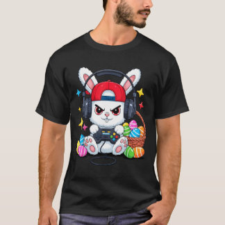 T-shirt Lapin mignon avec écouteurs jeu de Pâques 