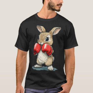 T-shirt Lapin Mignon Avec Gants de Boxe Pour Drôle