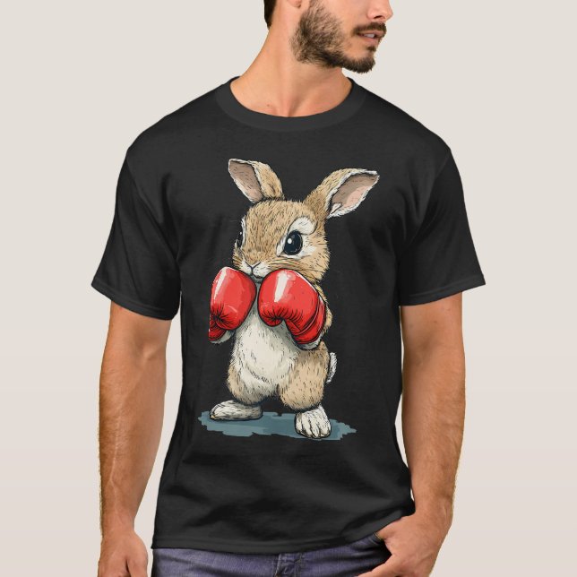 T-shirt Lapin Mignon Avec Gants de Boxe Pour Drôle (Devant)