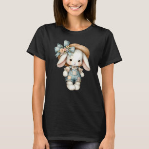 T-shirt Lapin mignon dans les couloirs avec Casquette pail