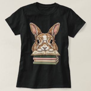 T-shirt Lapin mignon drôle lisant un livre avec des lunett
