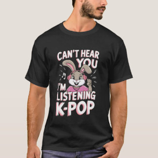 T-shirt Lapin Mignon Écoutant de la Musique K-Pop
