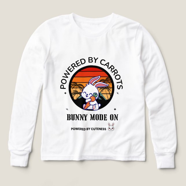 T-Shirt Lapin Mignon Enlacant une Carotte Coucher  (Motif recto)