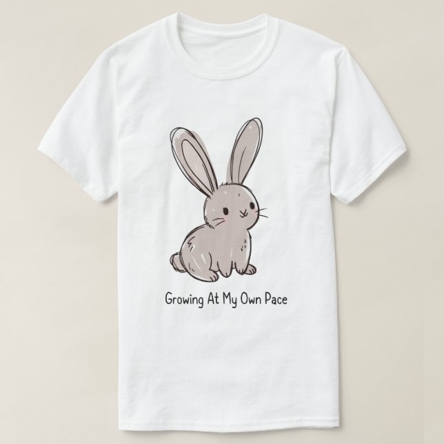 T-shirt Lapin Mignon Grandissant à Mon Propre Rythme (Design devant)
