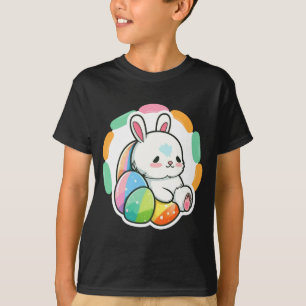 T-shirt Lapin mignon œufs arc-en-ciel de Pâques dessin ani