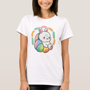 T-shirt Lapin mignon Œufs de Pâques arc-en-ciel Dessin ani