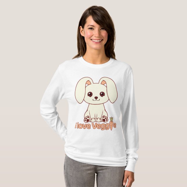 T-shirt Lapin mignon - végétalien/végétarien (Devant entier)