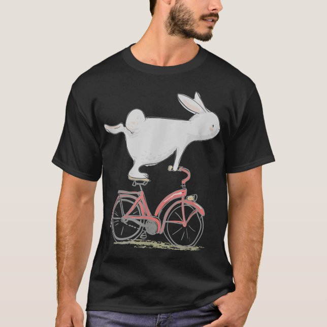 T-shirt Lapin Mignonne Sur Vélo Vélo Vélo Vélo & Cadeau (Devant)