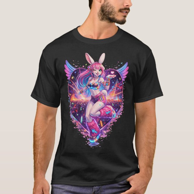 T-shirt Lapin Neon Rave (Devant)
