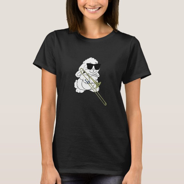 T-shirt Lapin Portant Des Lunettes De Soleil Jouant Trombo (Devant)