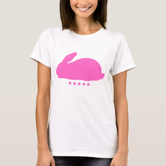 T-shirt Lapin rose avec étoiles (Devant)