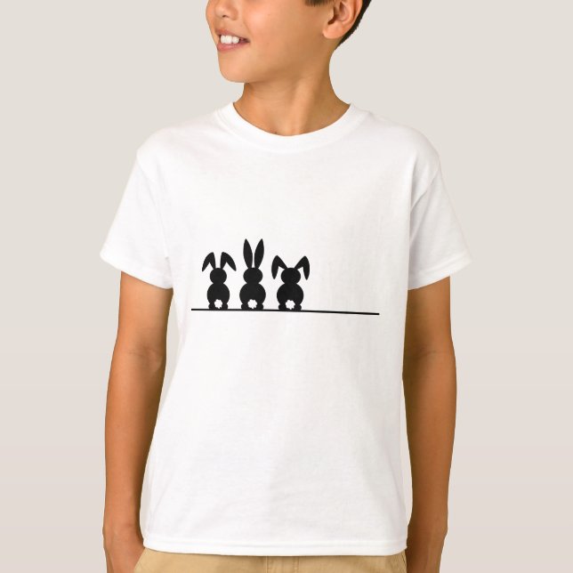 T-shirt Lapin silhouet. Joyeux Pâques ou fête de Pâques. E (Devant)