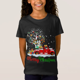 T-Shirt Lapin sur Camion Rouge Pajama Noël Drôle Noël Tr