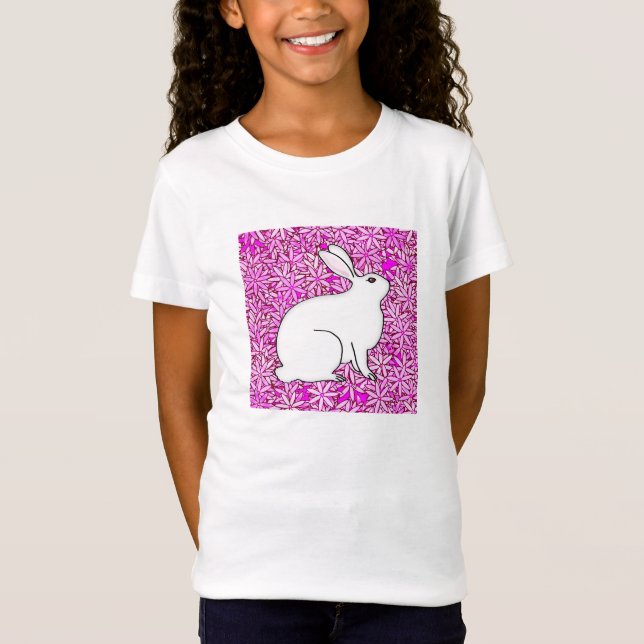 T-Shirt Lapin sur un lit de fleurs printanières (Devant)