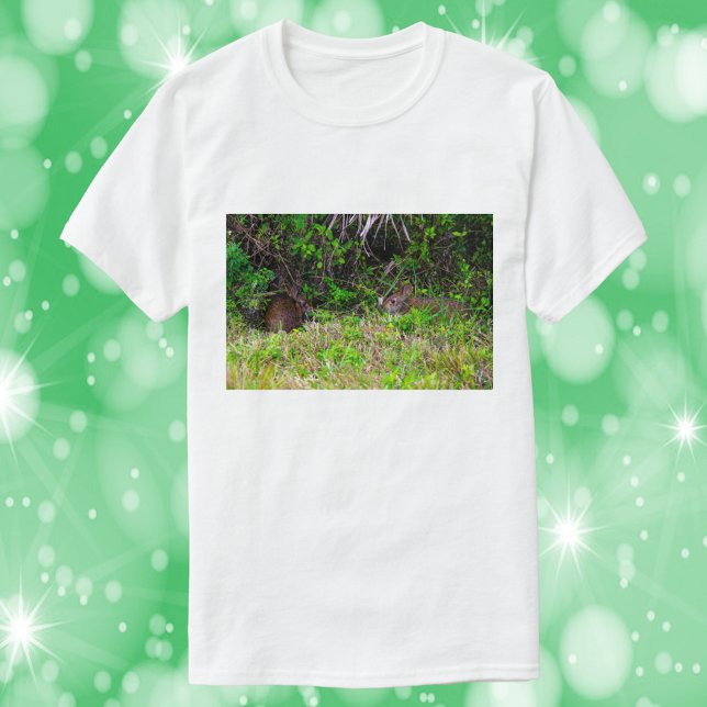 T-shirt Lapins Brown dans l'herbe (A tshirt with a photograph of two cute bunnies!)