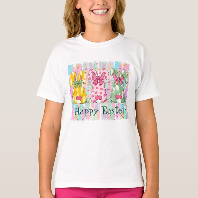 T-shirt Lapins de Pâques heureux (Devant)