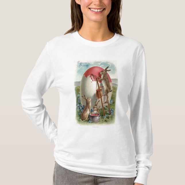 T-shirt Lapins peignant un oeuf (Devant)