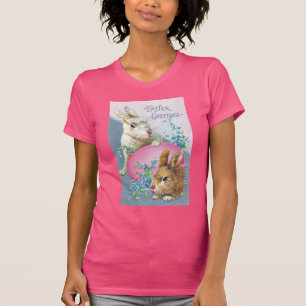 T-shirt Lapins vintages et oeuf rose géant