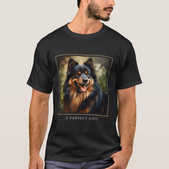 T-shirt Lapphund Finlandais Chien Fleurs de Jardin Peintur (Devant)