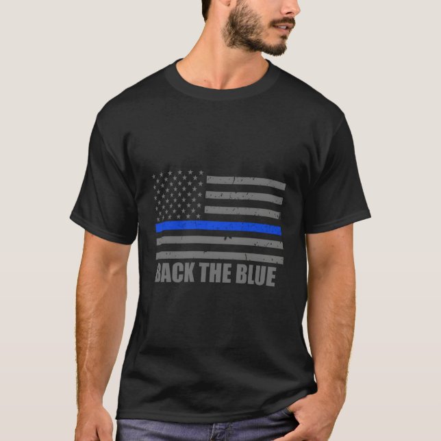 T-shirt L'Application De La Loi En Bleu (Devant)
