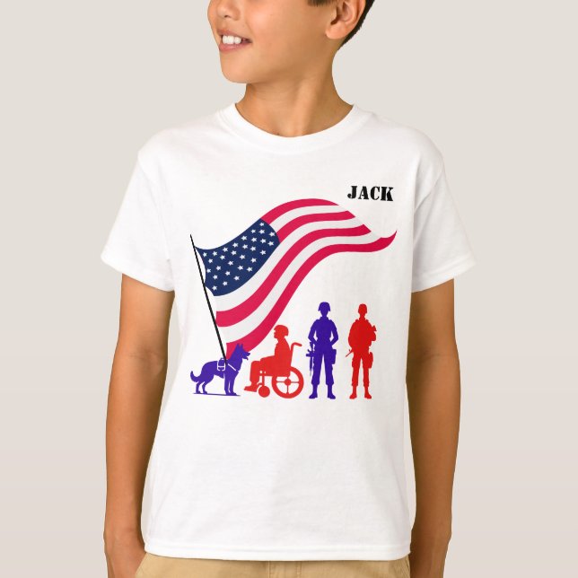 T-shirt L'appréciation militaire sur mesure du garçon (Devant)