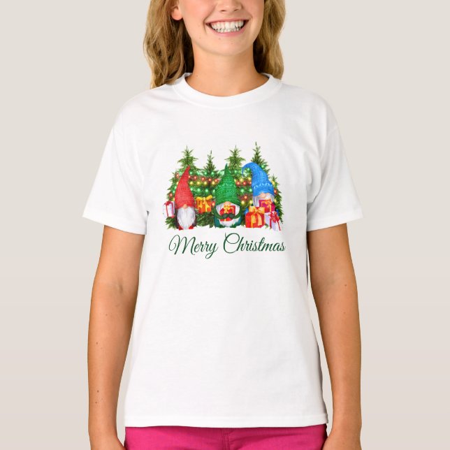 T-shirt L'Aquarelle : les joies de Noël vertes (Devant)