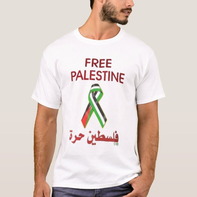 T-shirt L'arabe libre de ruban de la Palestine (Devant)