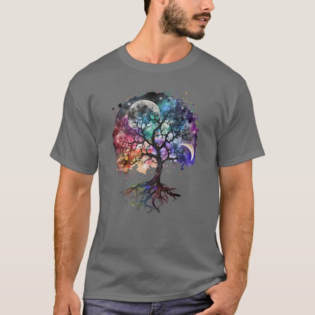 T-shirt L'arbre de la vie : nourrir les rêves sous le cou (Devant)