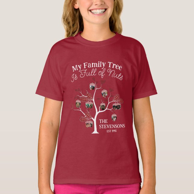 T-shirt L'arbre généalogique de la famille de photos rouge (Devant)