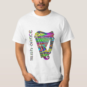 T-shirt L'arc-en-ciel de danse d'Irlandais colore l'harpe
