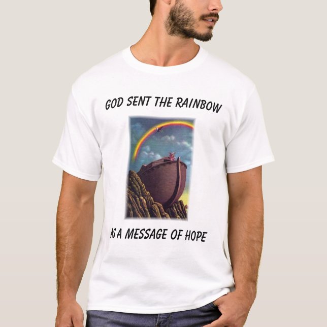 T-shirt L'arc-en-ciel de Noé, Dieu a envoyé au RainbowAs (Devant)