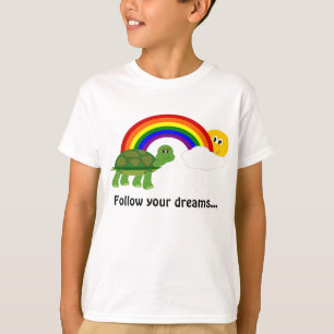 T-shirt L'arc-en-ciel suivant de tortue suivent vos rêves