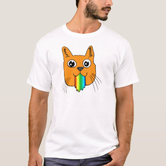 T-shirt L'arc-en-ciel vomissent la bande dessinée de chat