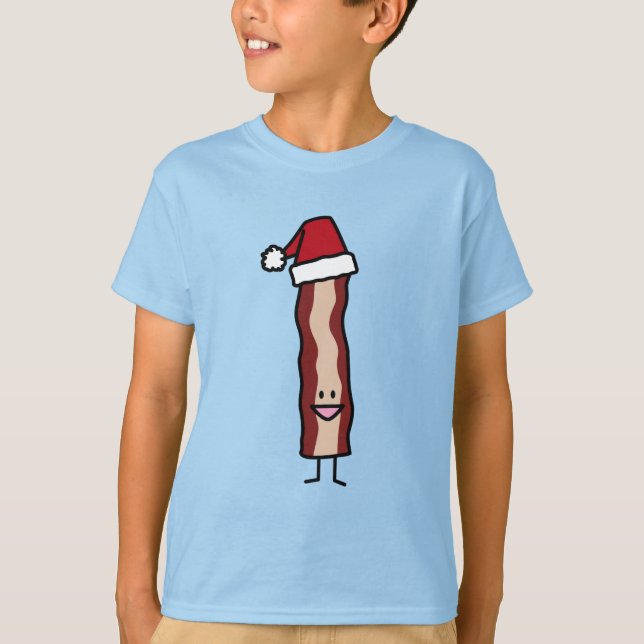 T-shirt Lard portant Noël de casquette de Père Noël (Devant)