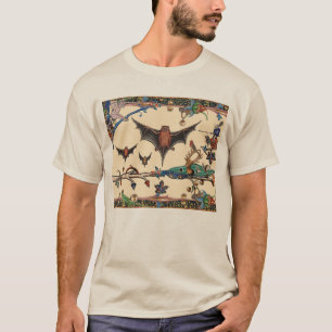 T-SHIRT LARGE BESTIAIRE MÉDIÉVAL, BATS DE VOL ANIMAUX DE F